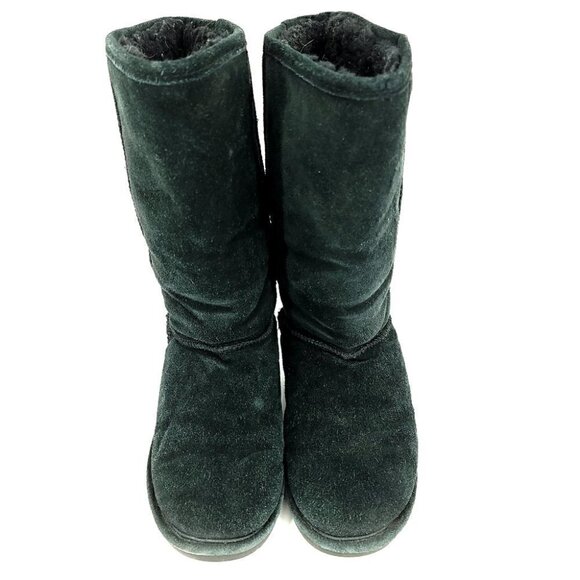 Bearpaw Women's 6 Suede Black Slip-On Modern Winter Boots Sheepskin Lined - Picture 7 of 11